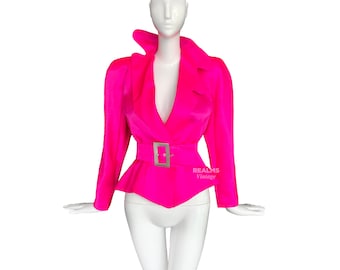 Fabulous Thierry Mugler Archival Hot Pink Top Dramatic 1988 Blouse Jacket