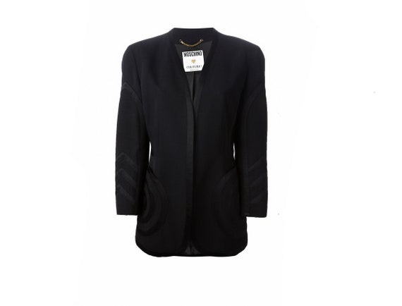 Moschino Couture Blazer Black Wool Jacket Star Ele