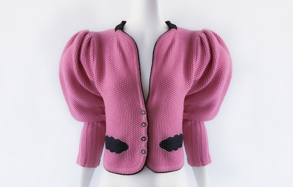 Mutton Sleeve / Puff Sleeve Cardigan Wool Knit pin