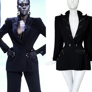 Thierry Mugler Jacket FW1998 Archival Glamour Dramatic Black Glitter Details