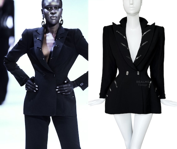 Thierry Mugler Jacket FW1998 Archival Glamour Dramatic Black