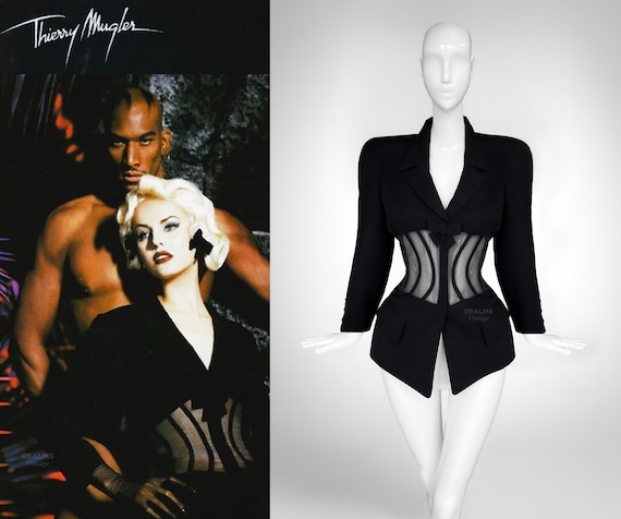 Iconic Thierry Mugler 1995 Sculptural Jacket With Sheer