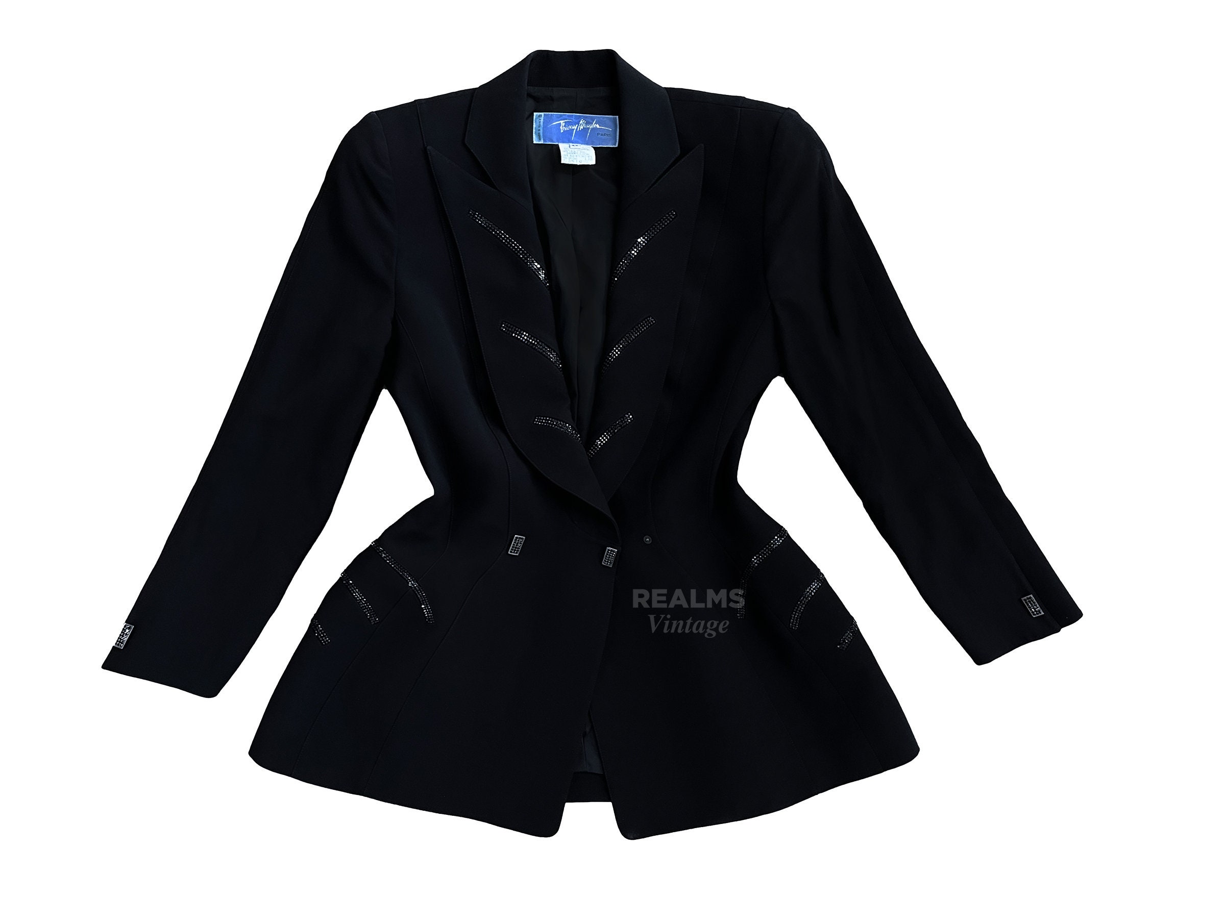 Thierry Mugler Jacket FW1998 Archival Glamour Dramatic Black