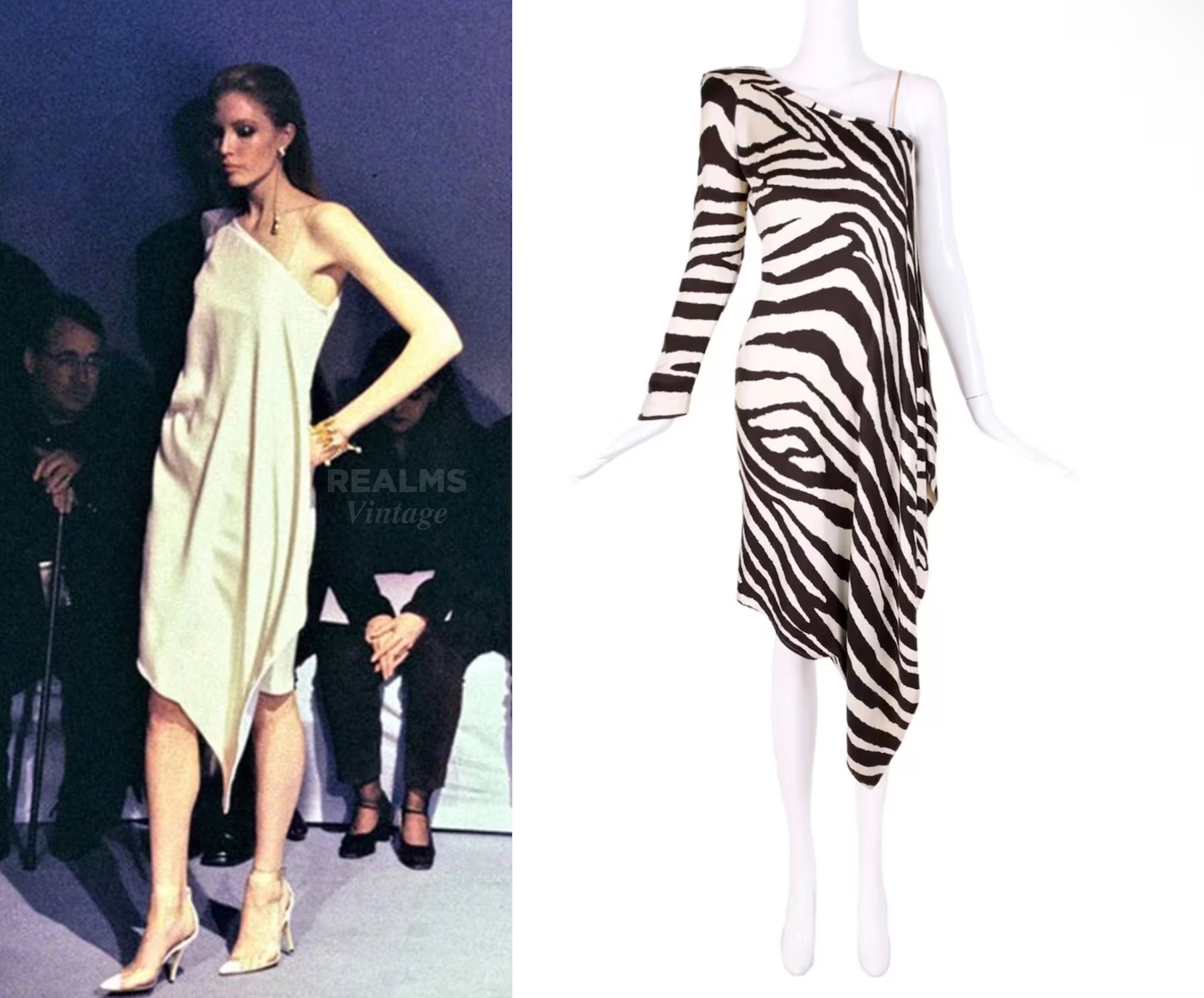 ワンピース MUGLER DRESS Stunning Thierry Mugler Silk Dress SS1998 Archival Zebra