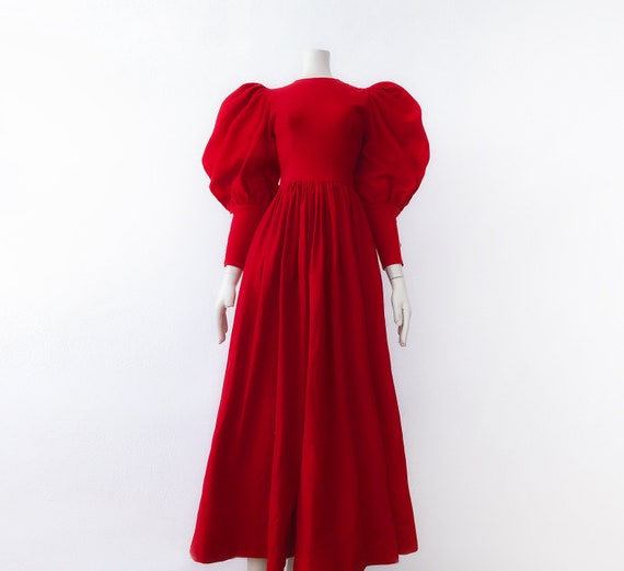 Fairytale Blood Red Dress Puffy Mutton Sleeves Woo