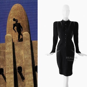 Rare Thierry Mugler SS1988 Archival Dress Black Iconic Dramatic Collectors Piece