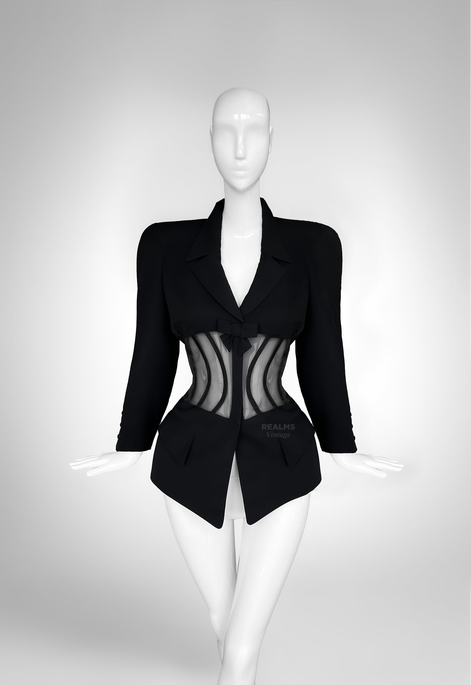 Iconic Thierry Mugler 1995 Sculptural Jacket With Sheer