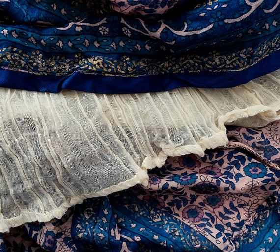 Indian Gauze Dress 70s Blockprint Cotton Silk God… - image 10
