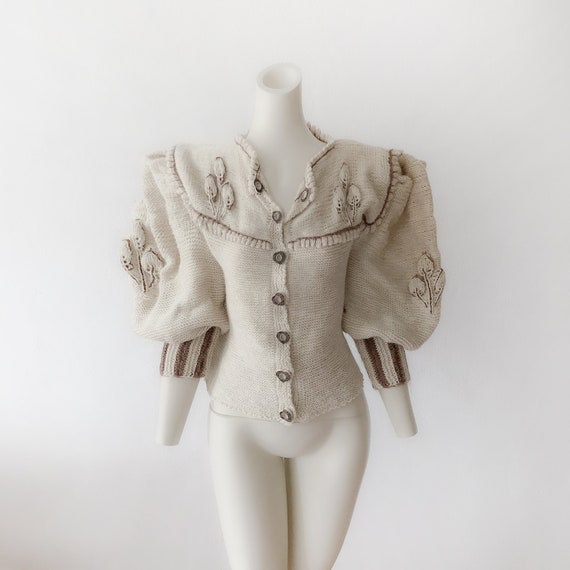 Mutton Sleeve Puff Balloon Sleeve Cardigan Wool Kn