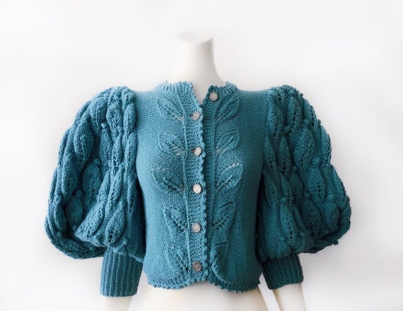 Mutton Sleeve Puff Balloon Sleeve Cardigan Wool Kn