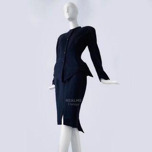 Thierry Mugler Rare Archival Dramatic Suit Skirtsuit Silhouette Wool Blazer Skirt 80s  Les Atlantes