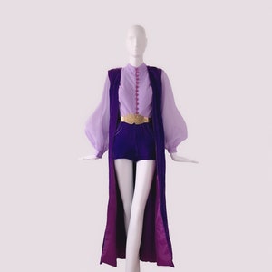Stunning 1970s One Of A Kind Ensemble Romper Psychedelic Purple Velvet 70s 60s Glam