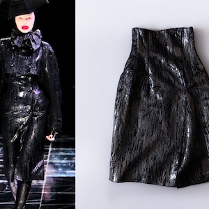 Rare Alexander McQueen Archival The Horn of Plenty Skirt Silver Metallic high waist rare numbered