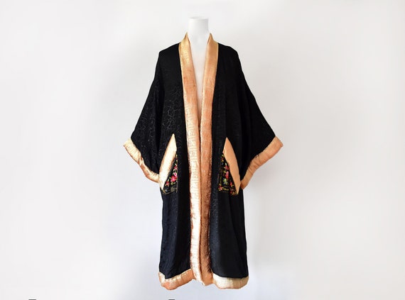1920s Flapper Coat Art Deco Robe Antique Kimono Si