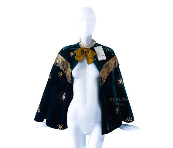 GUCCI Cape Showstopper Silk Velvet Gorgeous Gold … - image 4