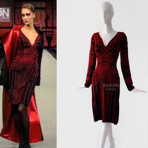 Iconic Thierry Mugler Couture Spider Dress FW 2001 Archival Rare Museum Worthy Black Red Vintage Runway