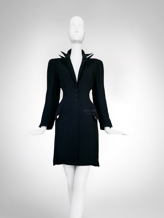 Thierry Mugler Black Jacket Dramatic Collar Coat