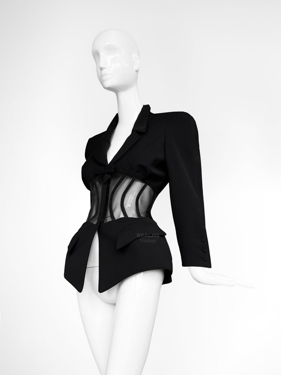 Iconic Thierry Mugler 1995 Sculptural Jacket With Sheer