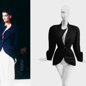 Thierry Mugler SS1989 Archival Les Atlantes Jacket Black Dramatic Sculptural Archive