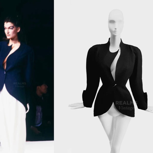 Thierry Mugler SS1989 Archival Les Atlantes Jacket Black Dramatic Sculptural Archive