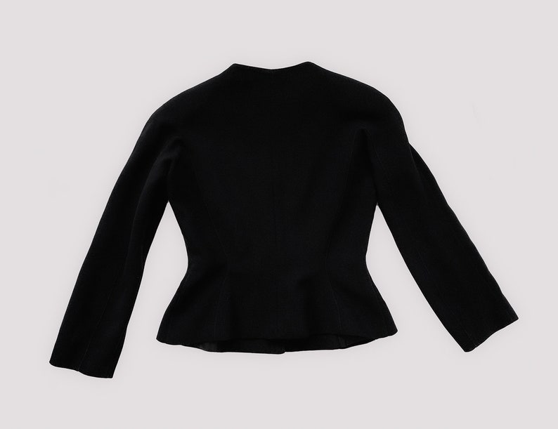 Thierry Mugler Archival Runway Black Suit Skirtsuit Lucite Statement Gem Buckle Blazer Jacket image 9