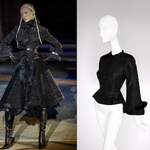 Alexander McQueen FW 2002 Black Silk Blouse Top Jacket