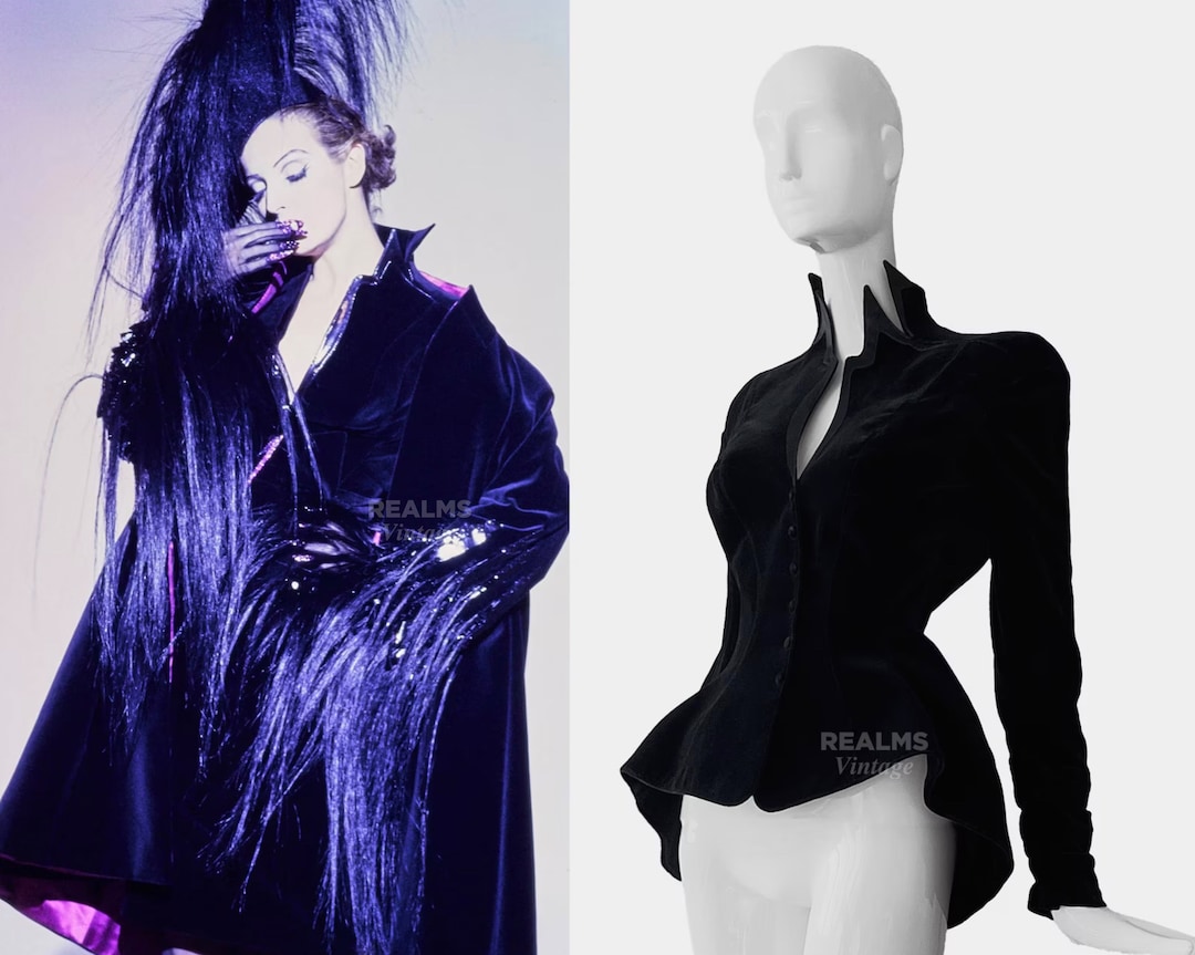 Thierry Mugler FW1995 Archival Dramatic Runway Silk Jacket Thierry Mugler FW1995 Archival Dramatic Runway Silk Jacket