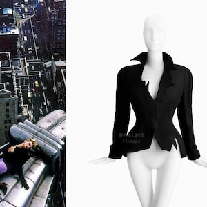 Thrilling Thierry Mugler LES INFERNALES FW1988/89 Archival Black Dramatic ZigZag Jacket