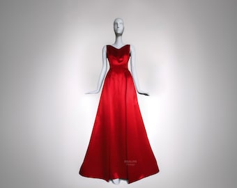 Thierry Mugler Couture FW1999 Archival Goddess Silk Evening Gown Red Dress