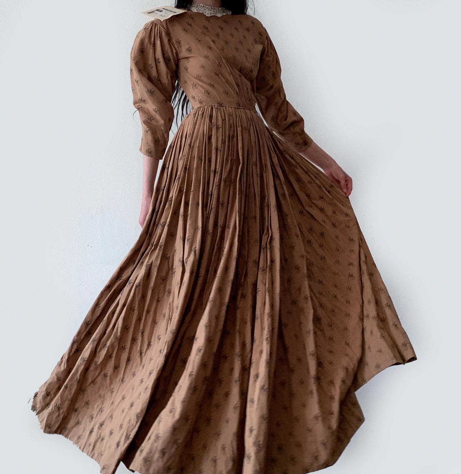 Vintage Dress Period 1800 Calico Prairie Lace Vintage Vintage Dress Period 1800 Calico Prairie Lace Vintage