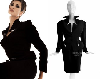 Thierry Mugler FW1989/90 Archival Bullet Jacket  Black Dramatic Jacket Blazer