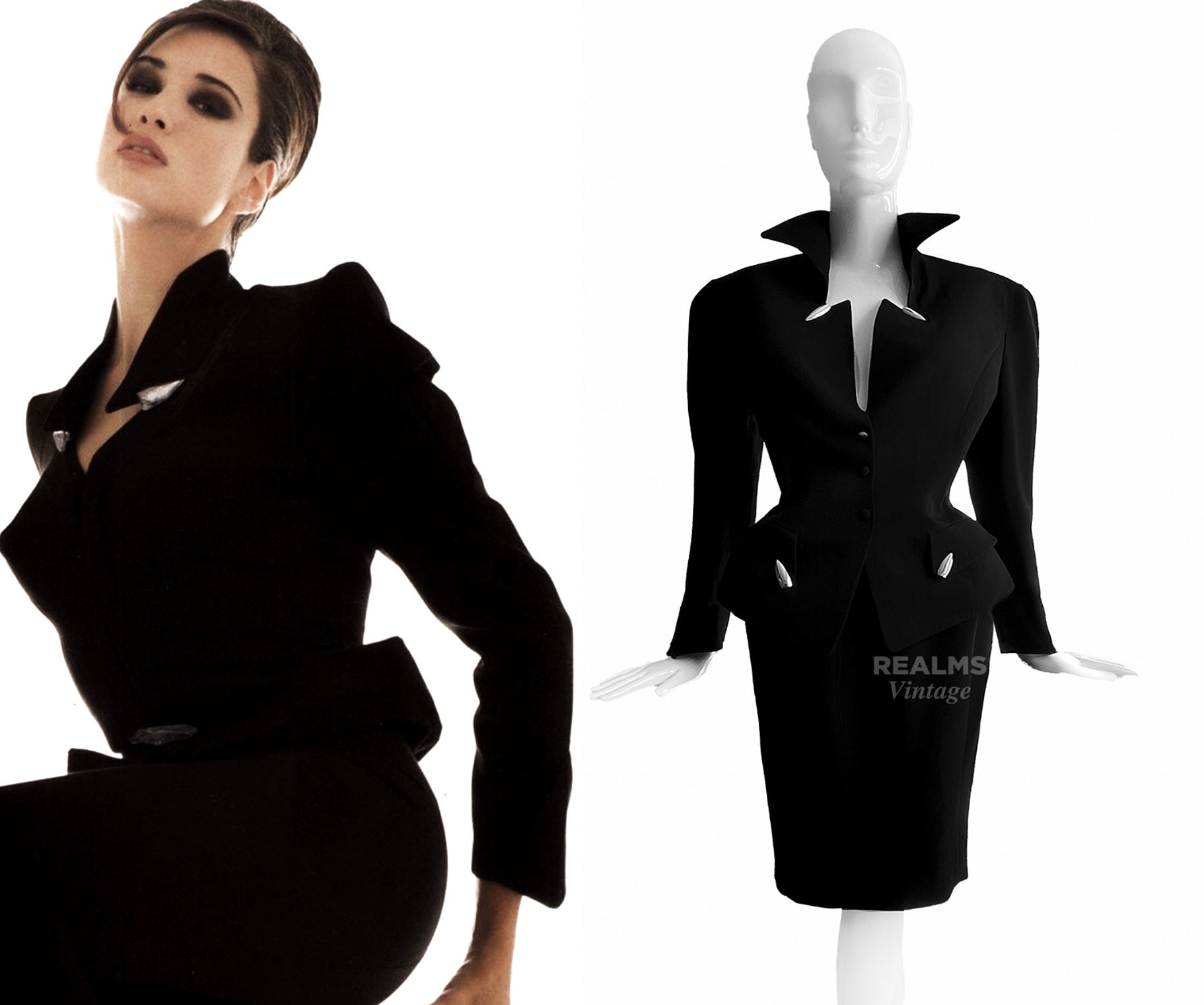 Thierry Mugler Hiver Buick Collection FW 1989 Black Dramatic Thierry Mugler Hiver Buick Collection FW 1989 Black Dramatic