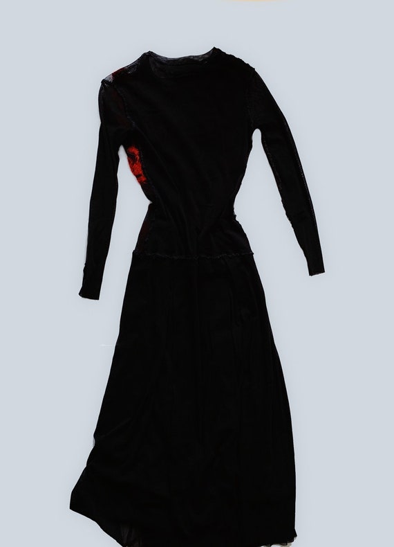 Jean Paul Gaultier Dress Mesh Black Sheer Red Wri… - image 9
