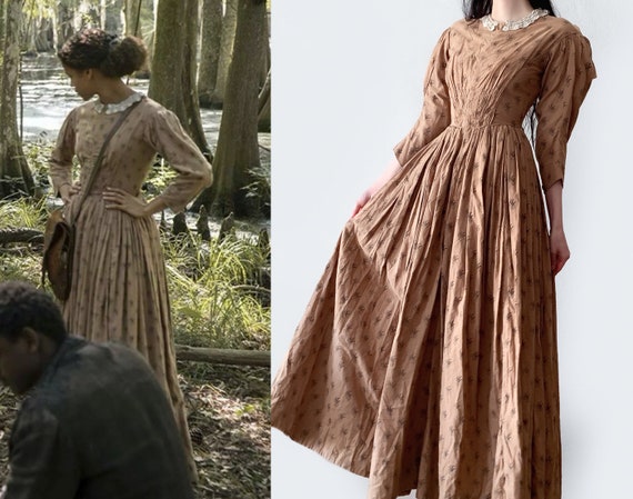 Vintage Dress Period 1800 Calico Prairie Lace Vintage Vintage Dress Period 1800 Calico Prairie Lace Vintage