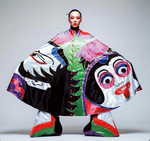 Pure Silk Kaftan Dress 60s 70s Asian Pattern Colo… - image 4
