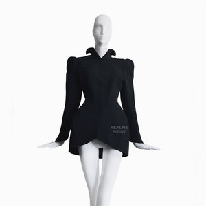 Iconic Thierry Mugler LES INFERNALES FW1988 Archival Dramatic Black Suit Ensemble