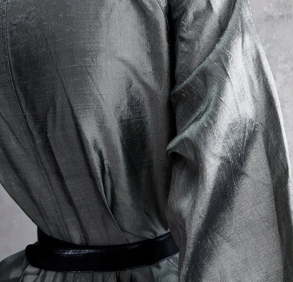 Stunning Sculptural Avant Garde Dress Silver Silk… - image 6