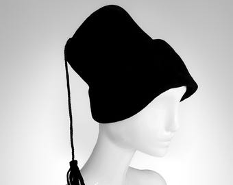 Black Sculptural Velvet Hat Philippe Model Paris Avant Garde