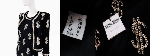 Iconic MOSCHINO Couture Dollar Sign Ensembe Black Dress