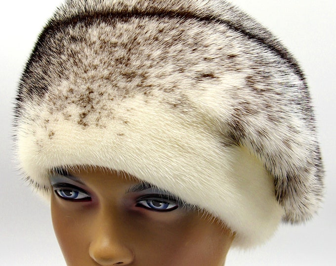 Mink Fur Hat Beret Decorative Brooch Ukraine Women