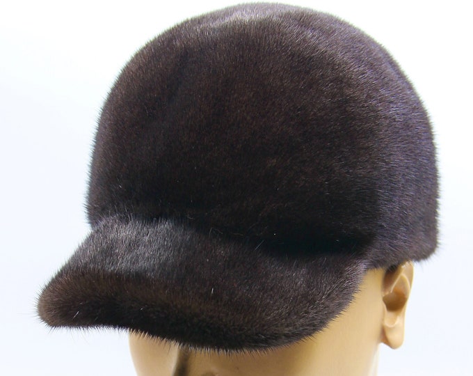 Brown Mink Fur Baseball Cap Men | Premium Winter Hat