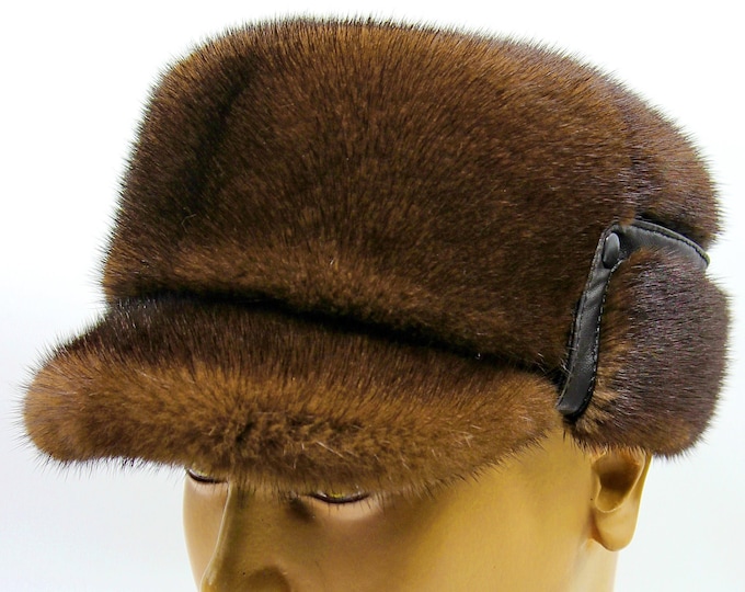 Pastel Mink Trapper Hat Ear Flaps | Premium Winter Cap Men