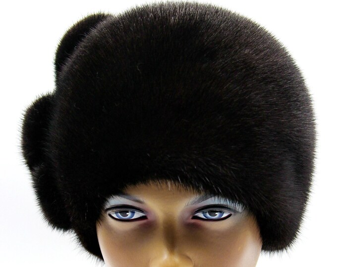 Women's mink fur hat "Pattern" real winter warm ladies headdress