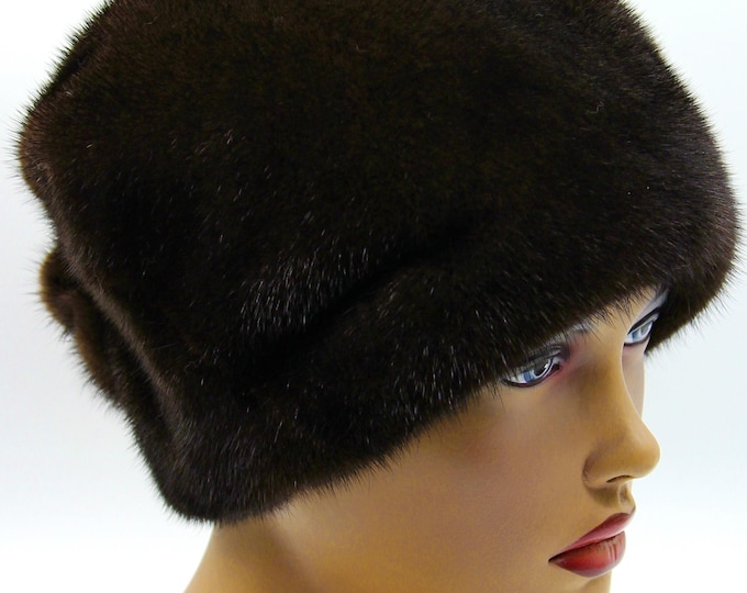 Natural Brown Mink Fur Hat with Bow - Handmade Winter Headwear for Women