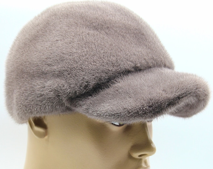 Premium Cappuccino Mink Fur Baseball Cap - Warm Luxury Winter Headwear