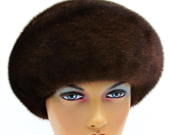 Classic Brown Mink Fur Beret Handmade Ukraine Winter Hat