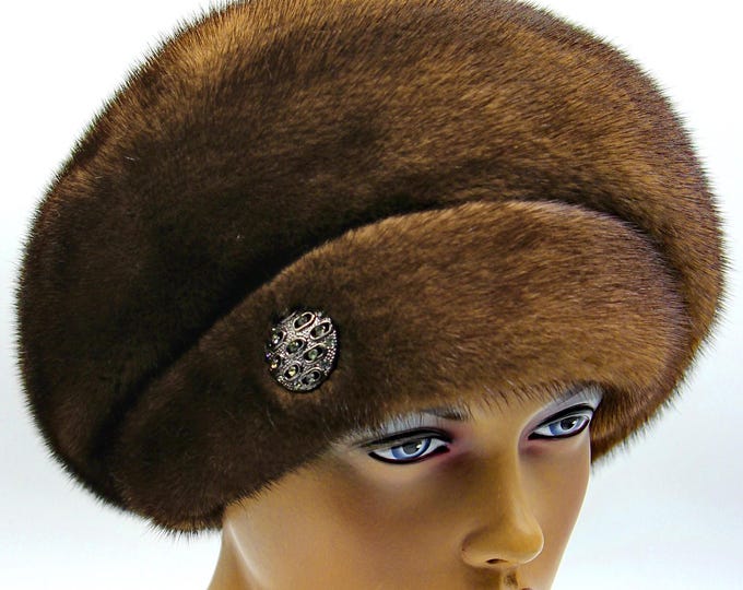 Voluminous Pastel Mink Fur Hat Beret Ukraine Women
