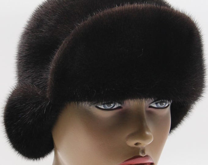 Luxury Dark Brown Mink Fur Hat for Women - Winter Ushanka with Earflaps