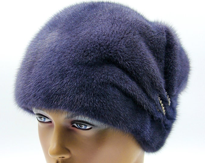 Mink fur hat woman winter "Jeanne" graphite