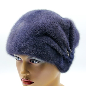 Mink fur hat woman winter &quot;Jeanne&quot; graphite